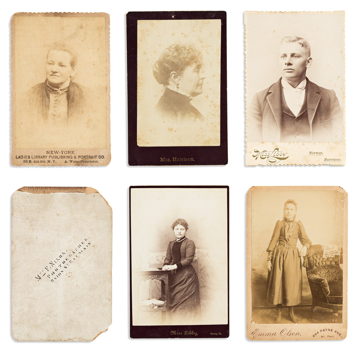 Female American Photographers. Thirteen Cabinet Cards.